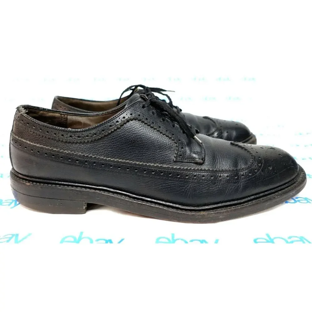 VTG The Hanover Shoe black men's 11 M wingtip dress shoes